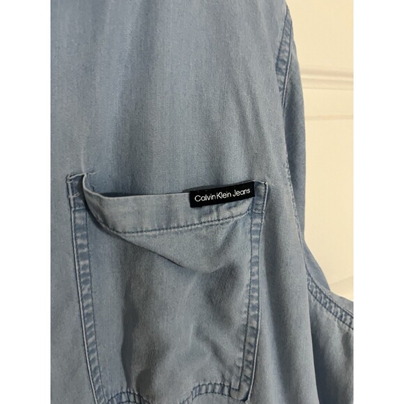 Calvin Klein Jeans Women's Blue Roll-Tab Sleeve Utility Shirt Top Plus Size 2X - Picture 5 of 8